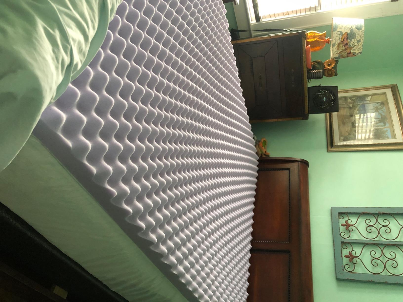 Best Price Mattress 4 Inch Egg Crate Memory Foam Mattress Topper with Soothing Lavender Infusion, CertiPUR-US Certified, Dorm Essentials, Queen customer photo 2
