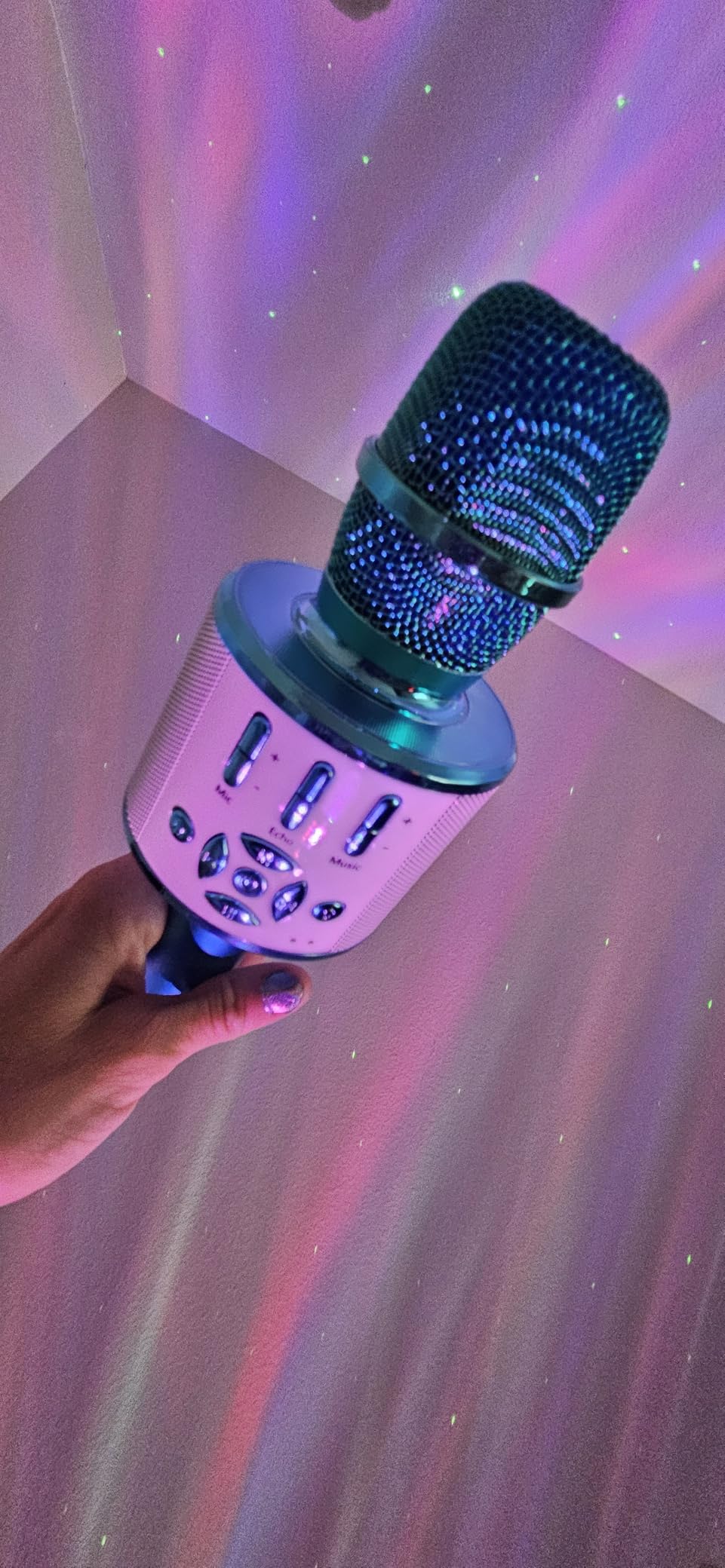 Amazmic Kids Karaoke Microphone Machine Toys for Girls Bluetooth Microphone with LED Light, Children's Day Birthday Gift for Girls Boys 3 4 5 6 7 8 9 10 11 12 Year Old Kids Toys(Blue) customer photo 2