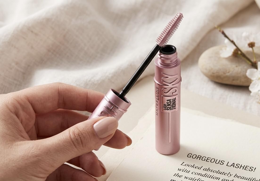Maybelline Lash Sensational Sky High Waterproof Mascara Makeup, Volumizing, Lengthening, Defining, Curling, Multiplying, Buildable Formula, Very Black customer photo 1