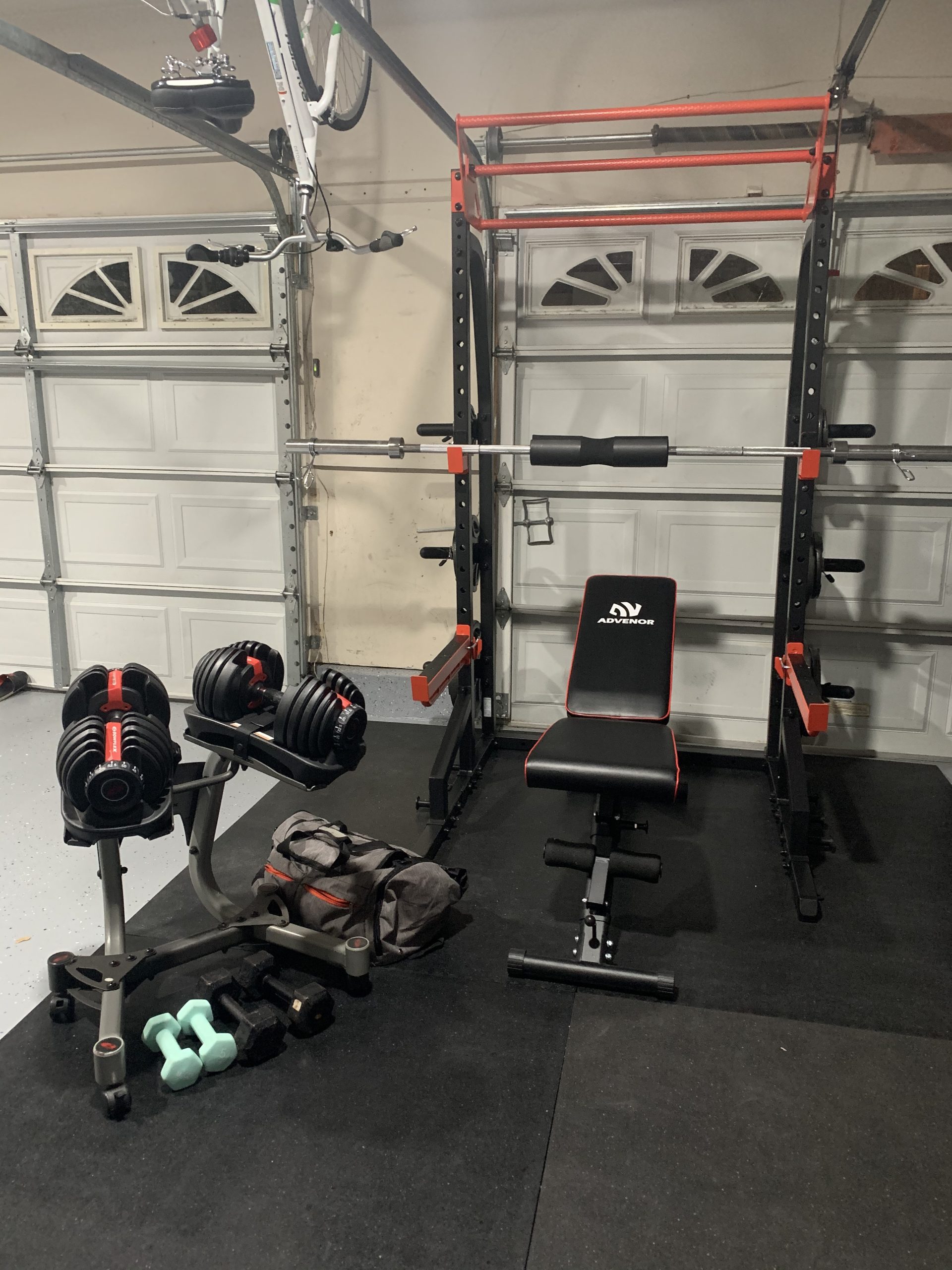 Sunny Health & Fitness Power Zone Half Rack Heavy Duty Performance Power Cage with J-Hooks, Adjustable Pull Up Bar, Optional Bench, LAT Pull Down Attachment customer photo 2