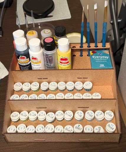PROSCALE Paint Rack Organizer for Miniature & Model Paints Tabletop Paint Stand with 26mm & 36mm Holes Brush & Tool Holder (Module A) customer photo 1