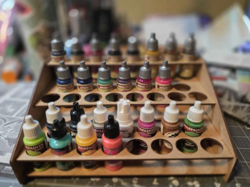 PROSCALE Paint Rack Organizer for Miniature & Model Paints Tabletop Paint Stand with 26mm & 36mm Holes Brush & Tool Holder (Module A) customer photo 2