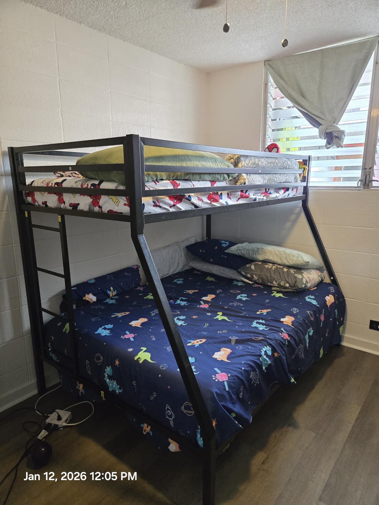 SHA CERLIN Bunk Bed Twin Over Full Size with Ladder and Guardrail,Black customer photo 1