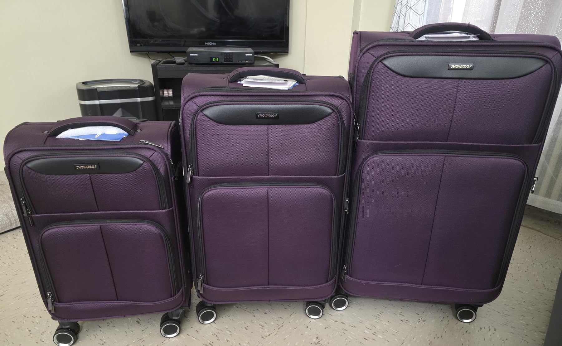 SHOWKOO Luggage Sets 3 Piece Softside Expandable Lightweight Durable Suitcase Sets Double Spinner Wheels TSA Lock Blue (20in/24in/28in) customer photo 1