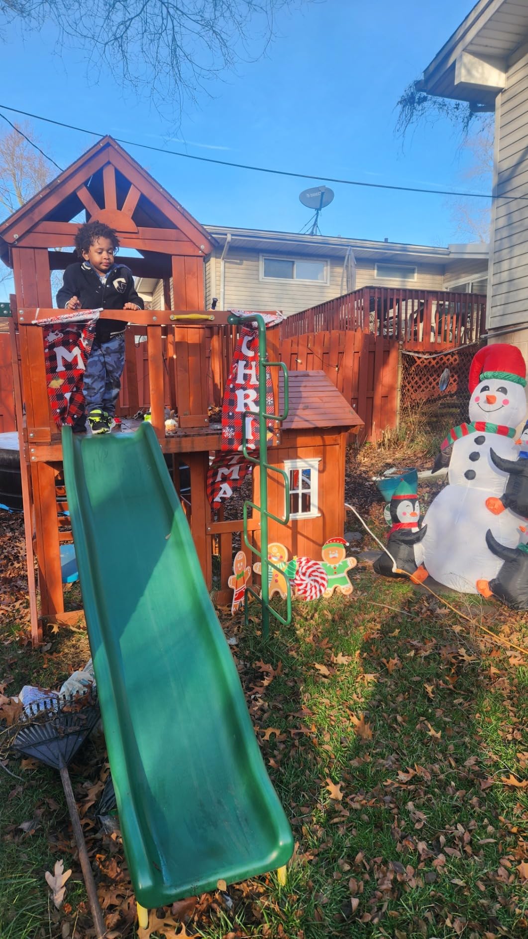 Sportspower Scottsdale Cedar Wood Swing Set: 2 Adjustable Swings, Sandbox, Rock Climber, Covered Deck, 1 Slide - Exceeds ASTM Safety Standards customer photo 1