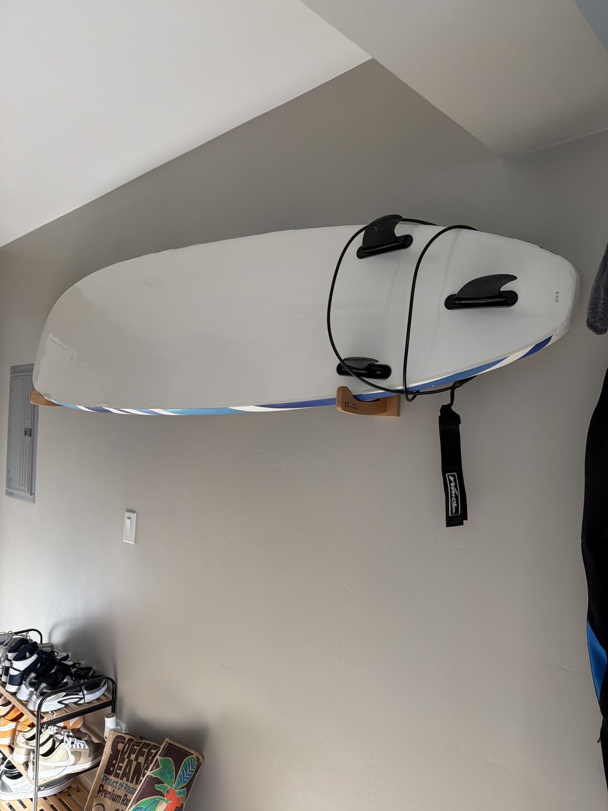 TWO STONES Surfboard Racks for The Wall, Surfboard Rack Hanger Works as a Shortboard, Skimboard & Longboard Hanger or Stand Indoor or Outdoor customer photo 2