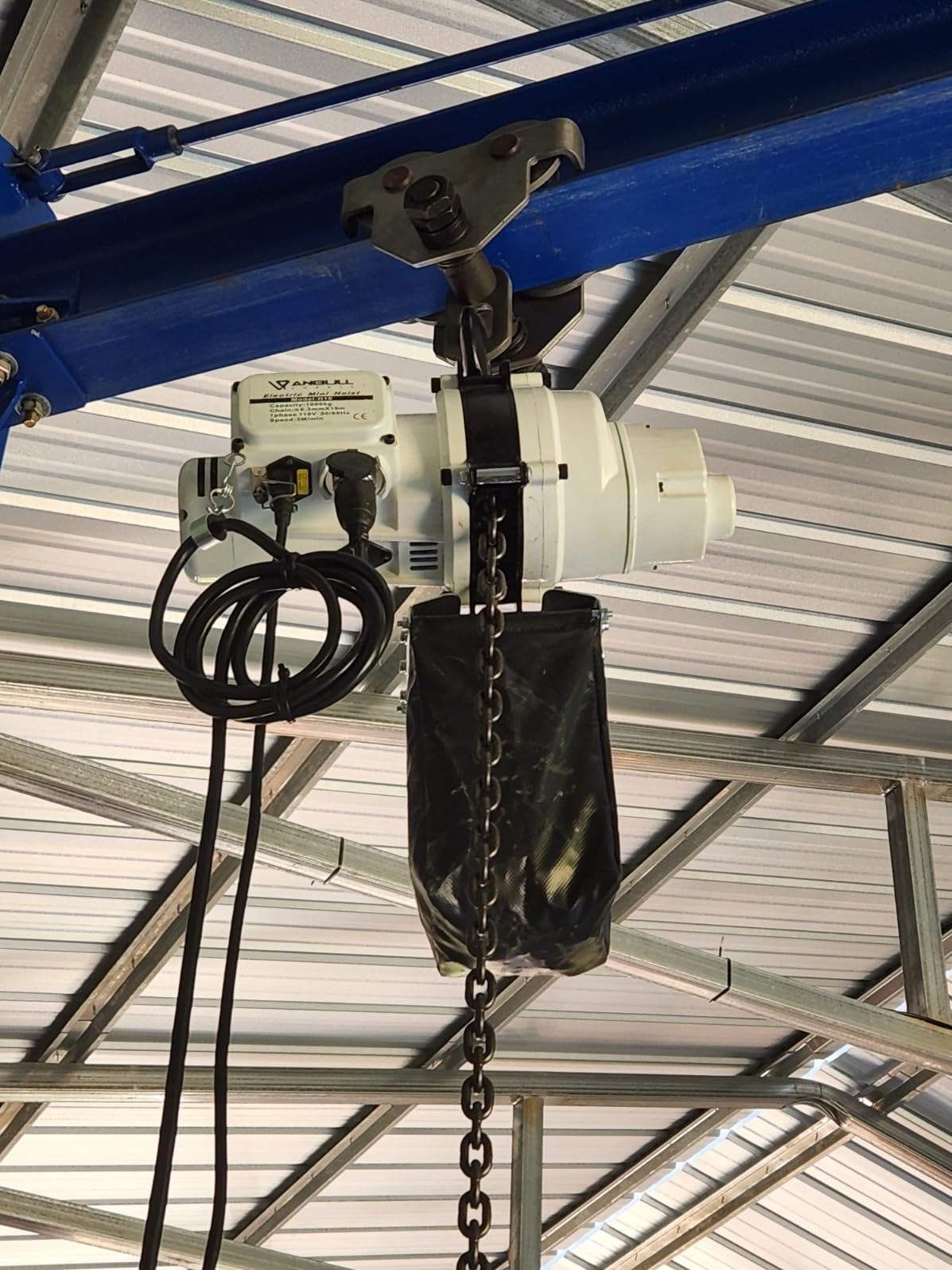 ANBULL 2200lbs FEC Chain Electric Lift Hoist Single Phase Overhead Crane Hoist, DT Grade Carburized Double Chain Hoist with Two 360 Rotatable Hook for Garage Ceiling.(1Ton, 110V,10ft Lift Height) customer photo 1