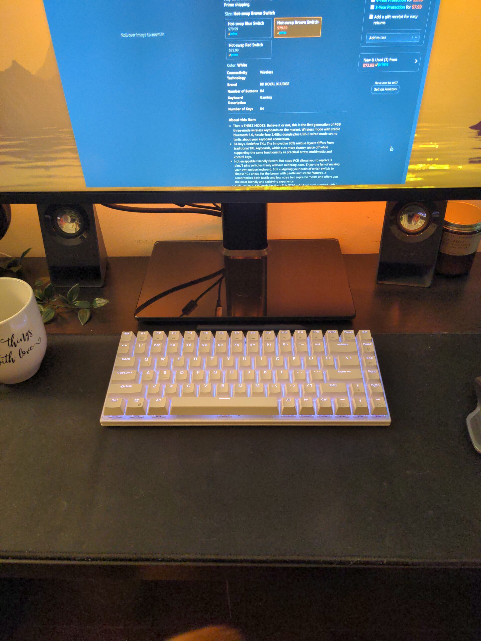 RK ROYAL KLUDGE RK84 RGB 75% Triple Mode BT5.0/2.4G/USB-C Hot Swappable Mechanical Keyboard, 84 Keys Wireless Gaming Keyboard, Tactile Brown Switch customer photo 1