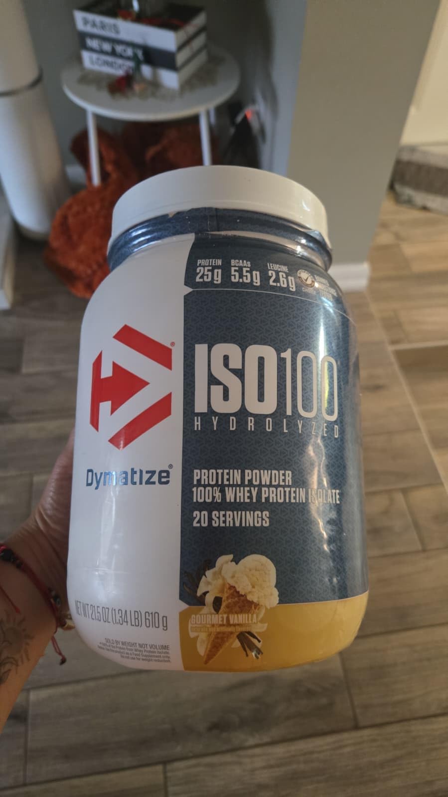 Dymatize ISO100 Whey Protein Powder Isolate, Gourmet Vanilla, 25g of Protein, 5.5g BCAAs, Less Than 120 Cal., Gluten Free, 1g Fat, 1g Sugar, 2g Carb (20 Servings) customer photo 1