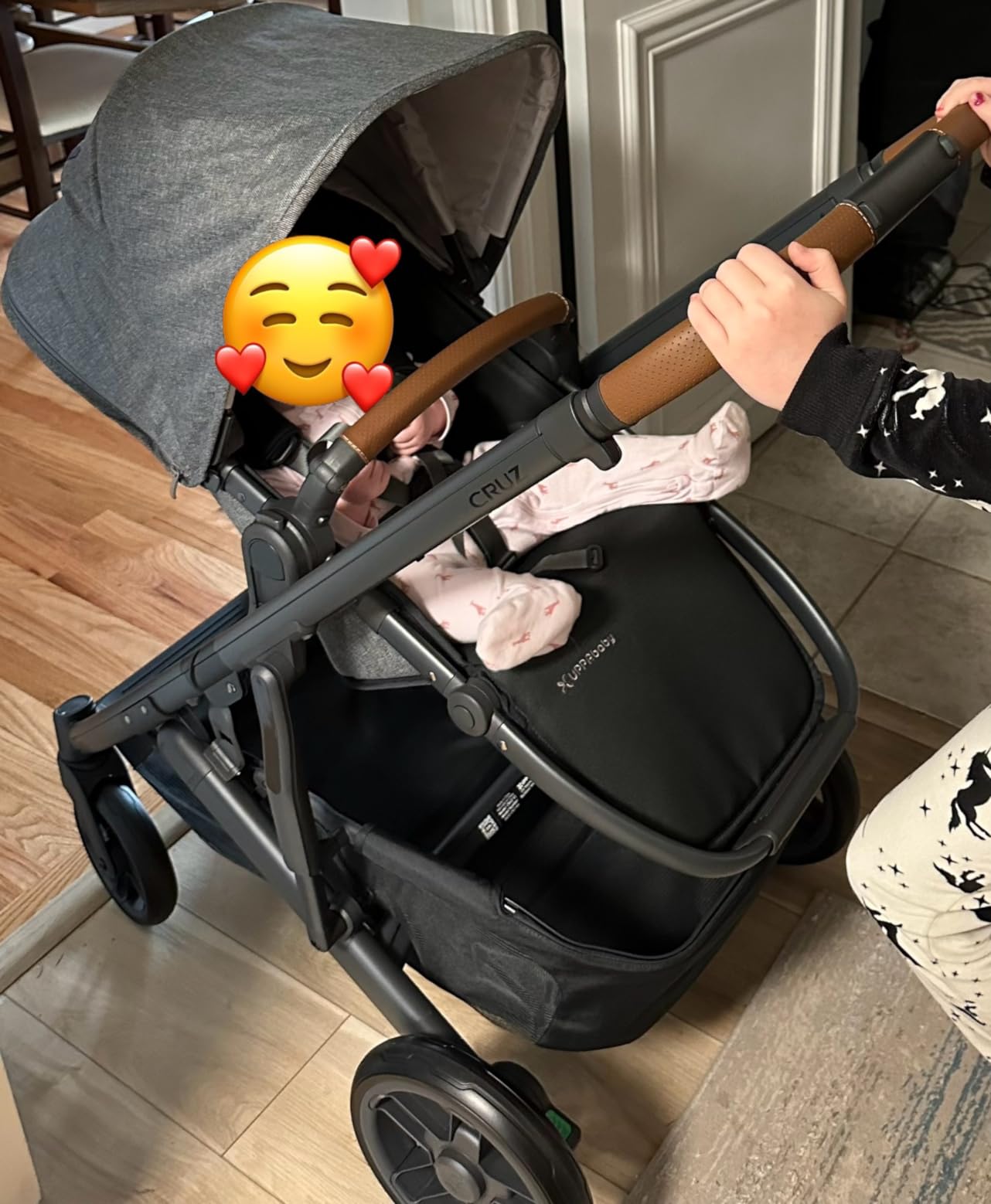 UPPAbaby Cruz V2 Stroller - Full-Featured Stroller with Travel System Capabilities - Greyson (Charcoal Melange/Carbon Frame/Saddle Leather) customer photo 1
