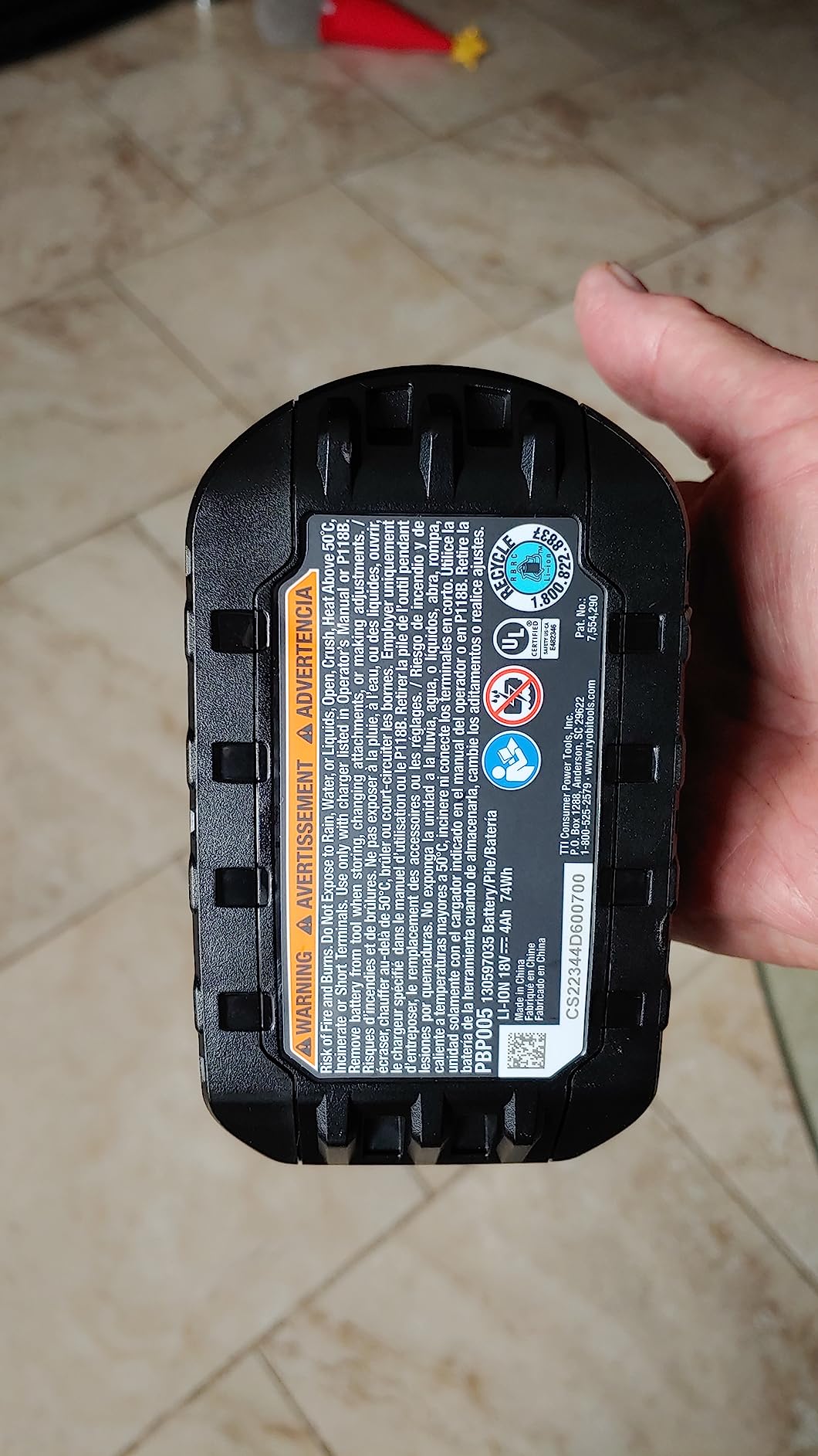 ONE+ 18V Lithium-Ion 4.0 Ah Battery - Up to 3X Runtime vs 1.5Ah, LED Fuel Gauge, 18V Compatible PBP005 customer photo 2