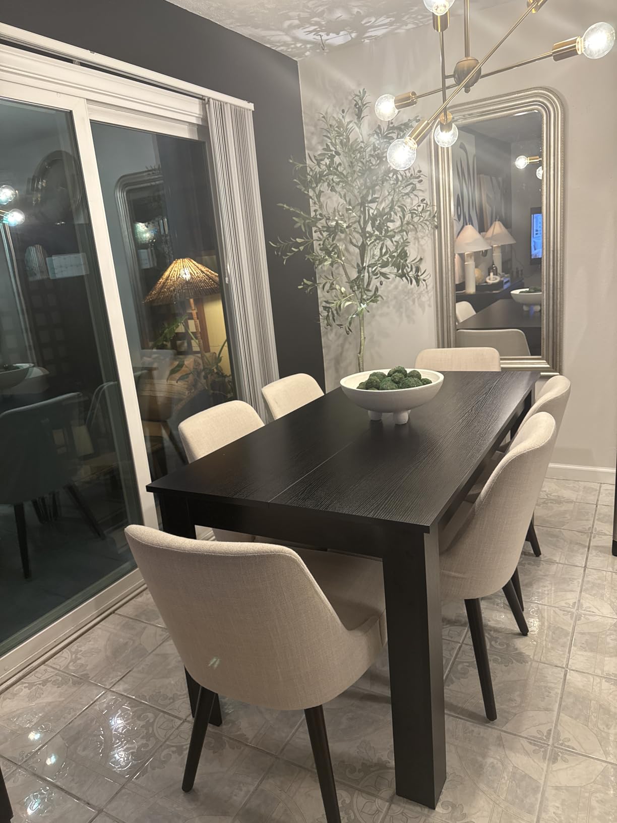 CHITA Mid-Century Modern Dining Chair, Upholstered Fabric Accent Chair for Dining Room, Set of 2, Flax Beige in Fabric customer photo 2