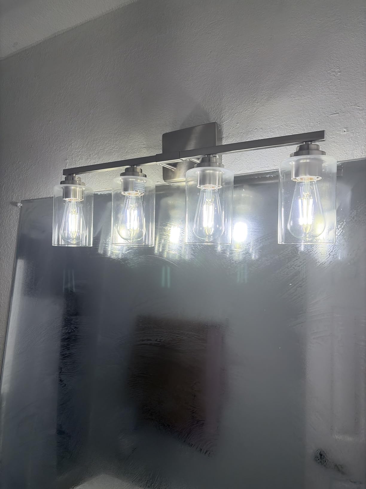 Set of 2 Wall Sconces for Bathroom, Modern Vanity Light Fixtures, Matte Black Wall Mount Lighting Lanterns, Farmhouse Wall Lights with Clear Glass Shade for Bedroom Living Room Mirror Hallway Kitchen customer photo 1