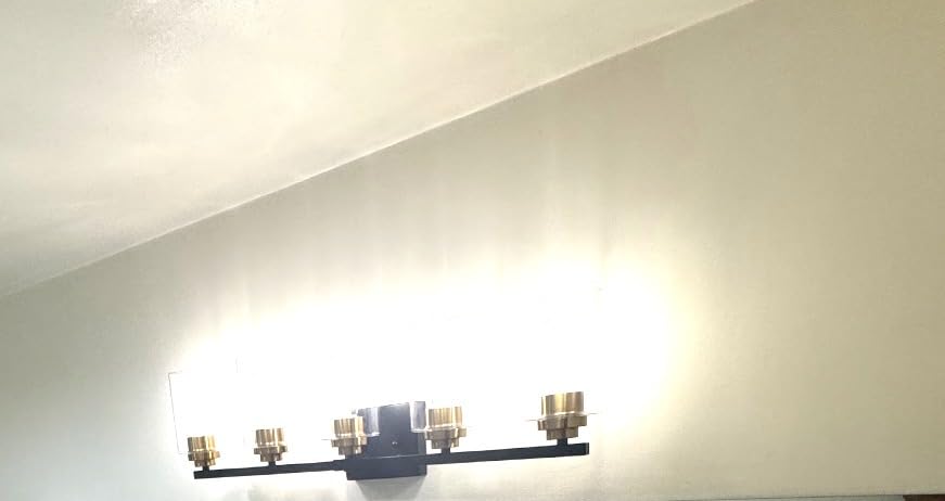 Set of 2 Wall Sconces for Bathroom, Modern Vanity Light Fixtures, Matte Black Wall Mount Lighting Lanterns, Farmhouse Wall Lights with Clear Glass Shade for Bedroom Living Room Mirror Hallway Kitchen customer photo 2
