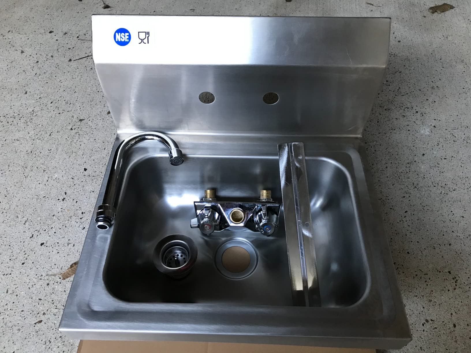 WILPREP Commercial Hand Sink, NSF Stainless Steel Sink Commercial Utility Sink with Gooseneck Faucet and Strainer, 17x15 Inch Wall Mount Kitchen Sink for Restaurant Bar RV Bathroom Laundry Room customer photo 2