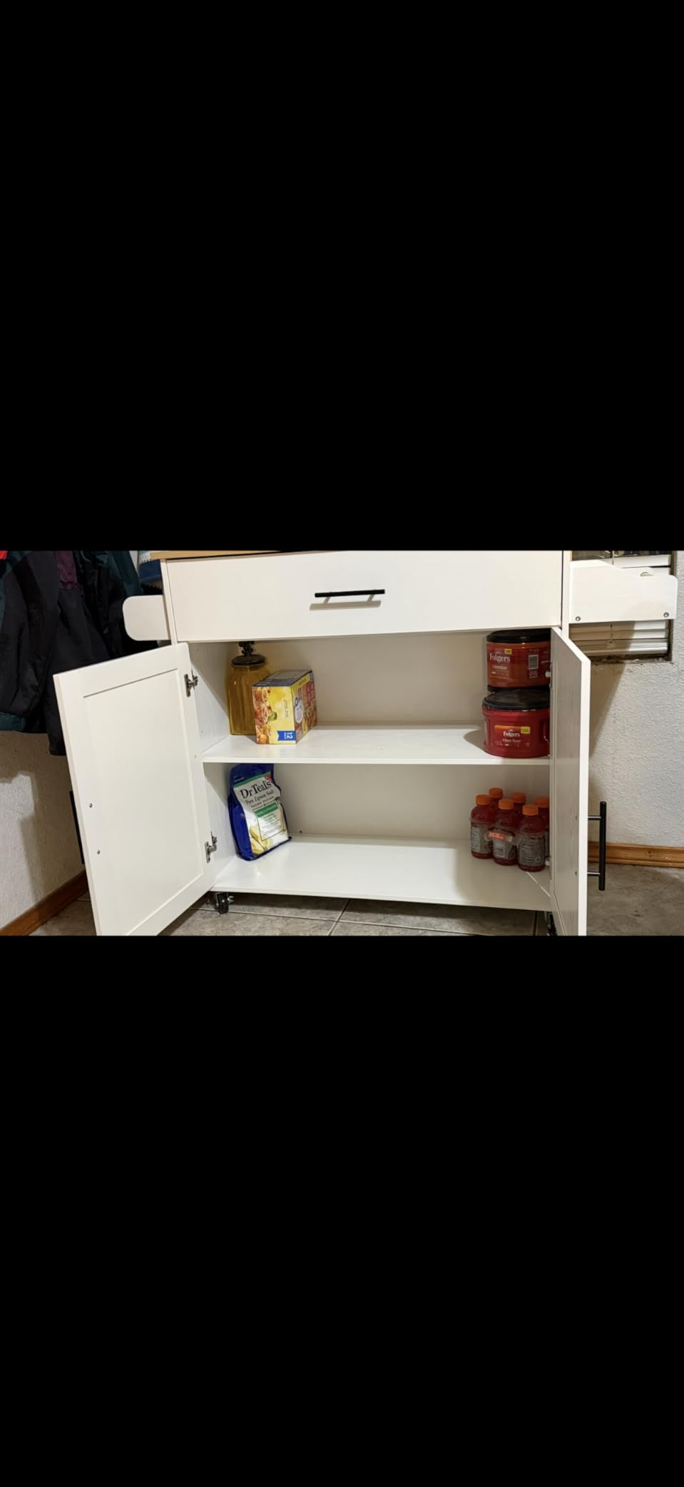 IRONCK Rolling Kitchen Island Table on Wheels with Drop Leaf, Storage Cabinet, Drawer, Spice/Towel Rack, Kitchen Cart, 47.25