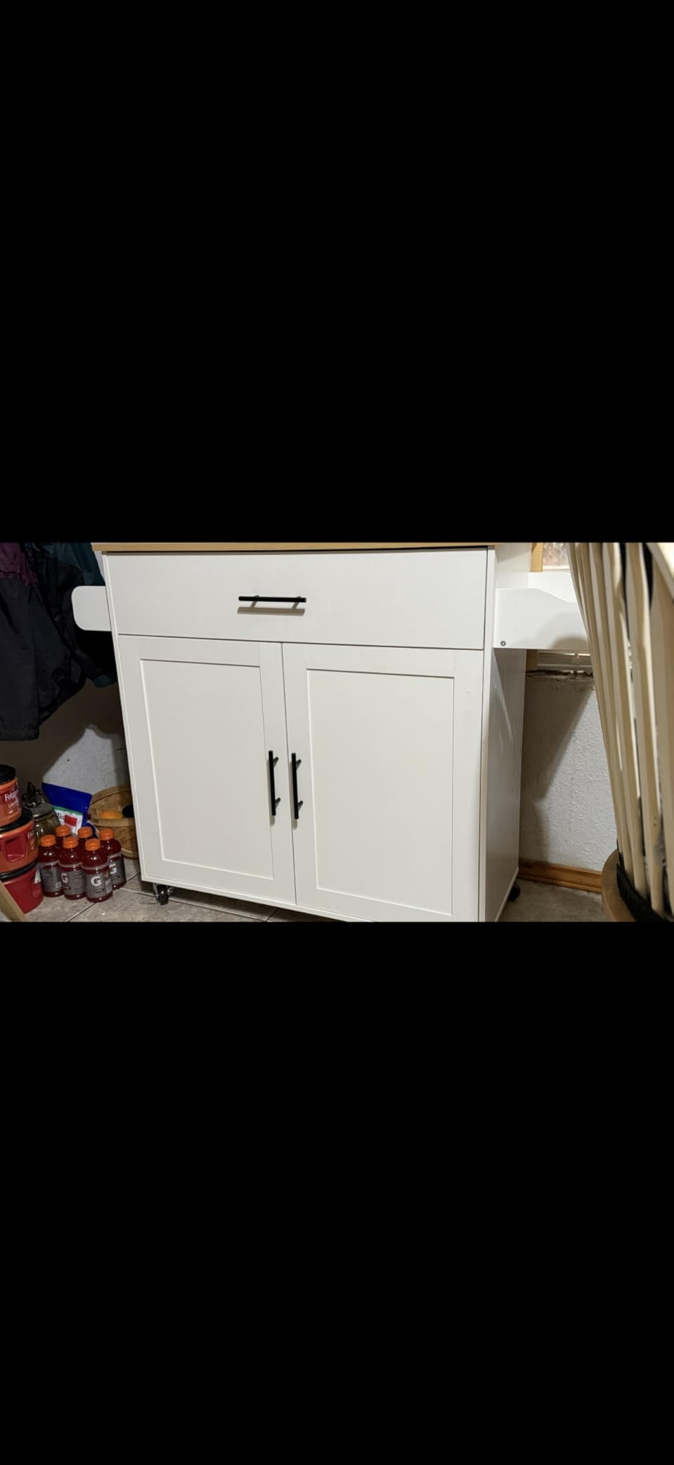 IRONCK Rolling Kitchen Island Table on Wheels with Drop Leaf, Storage Cabinet, Drawer, Spice/Towel Rack, Kitchen Cart, 47.25