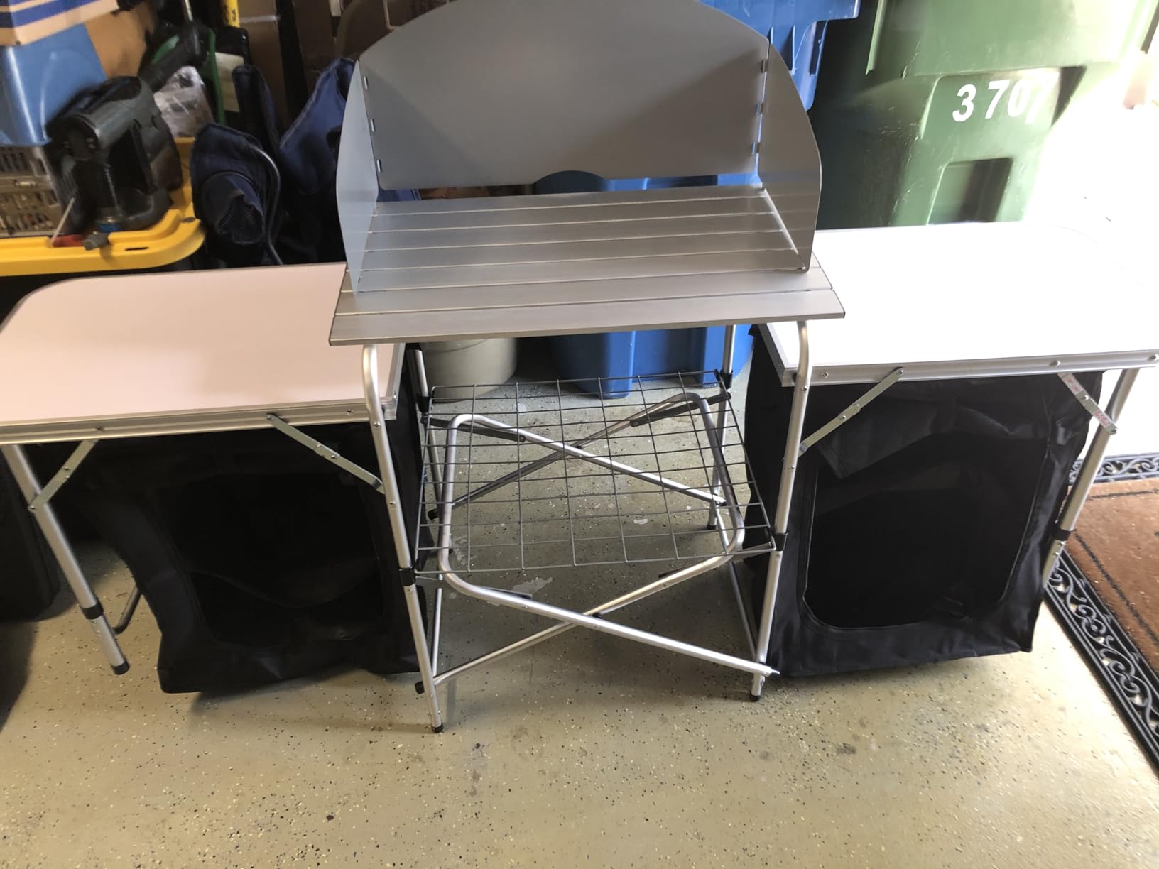 Goplus Folding Camping Kitchen Table with Storage, Aluminum Portable Outdoor Cooking Table with Windscreen, Foldable Camp Table Cook Station for BBQ, Grill, Party, Picnics customer photo 1