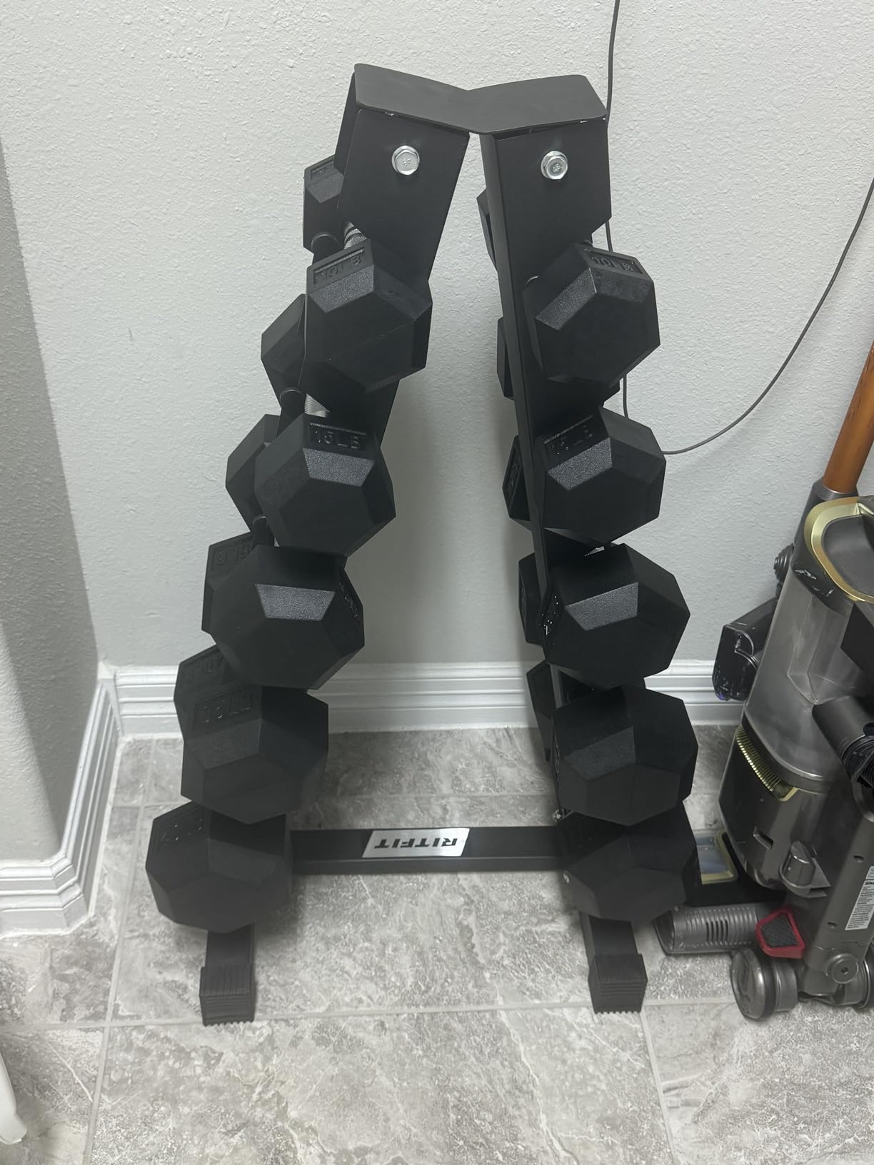 RitFit 250LB/300LB/350LB/550LB/650LB Rubber Hex Dumbbell Sets with Weights Rack, Multiple Color Choices Available, Great Gym Equipment for Home, Strength Training, Workouts customer photo 1