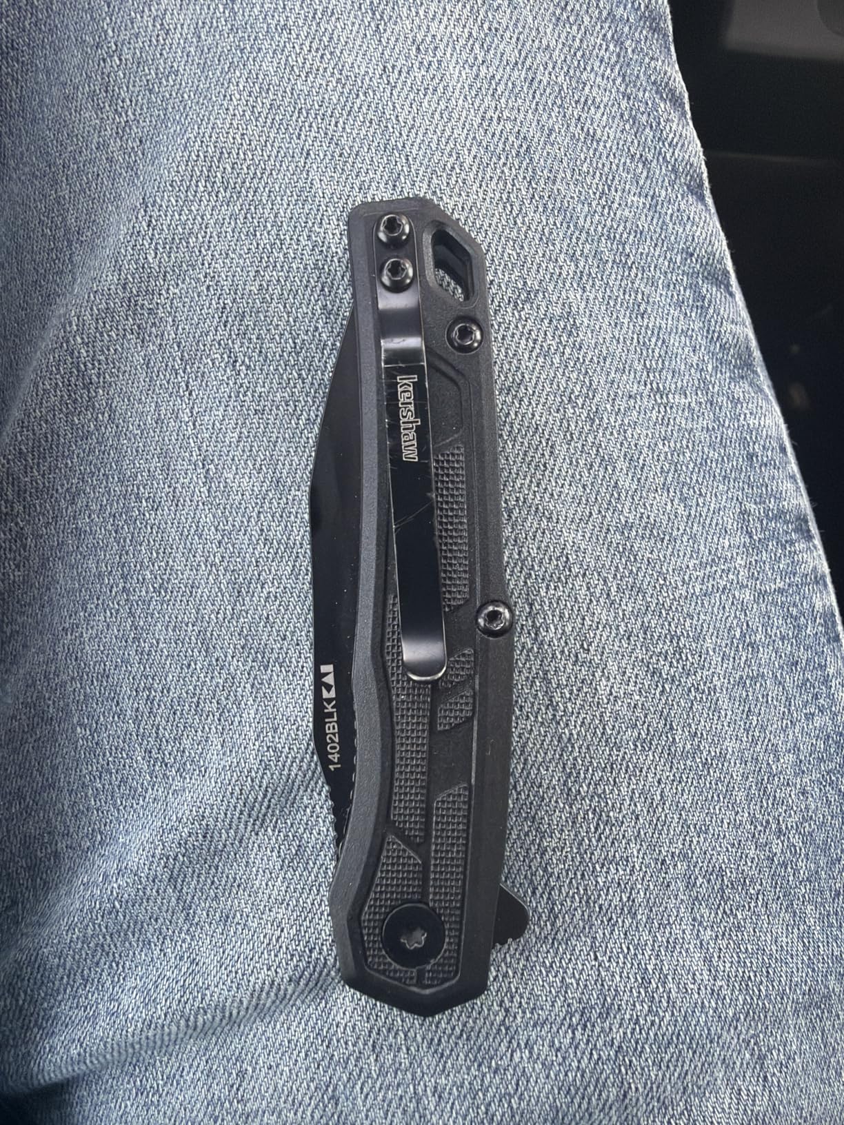 Kershaw Appa Pocket Knife, All-Black, 2.75 Inch Steel Reverse Tanto Blade, EDC with Assisted Opening, Reversible Pocketclip customer photo 2