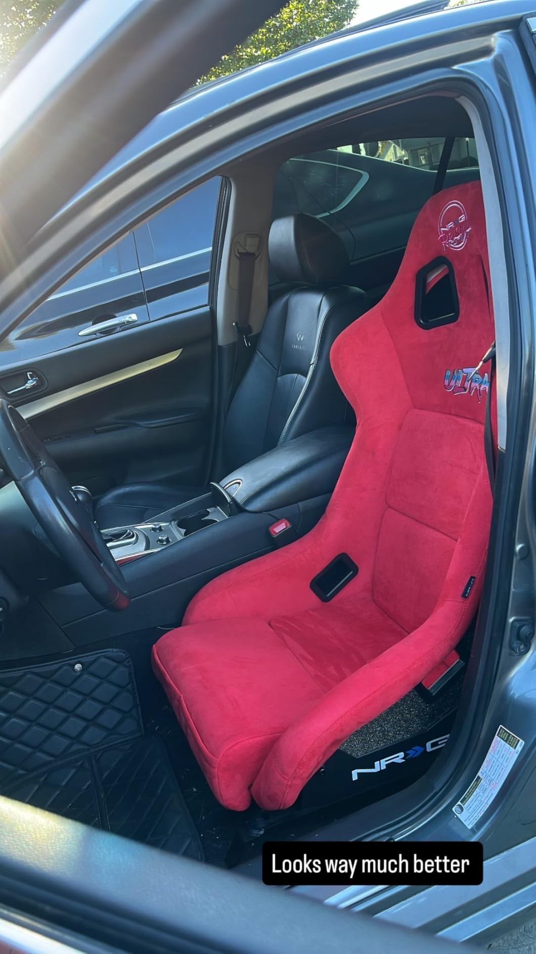 NRG Innovations NRG-FRP-302BK-ULTRA Universal Fixed Back Bucket Racing Seat for 5-Point Harnesses, Size L, Black Seat Cover, 24