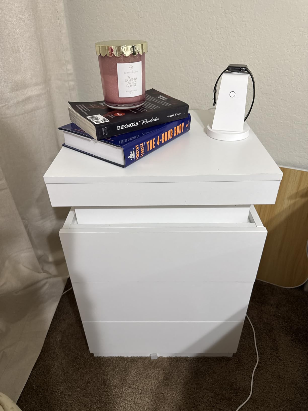 ADORNEVE Black Nightstand with Charging Station and LED Lights customer photo 1