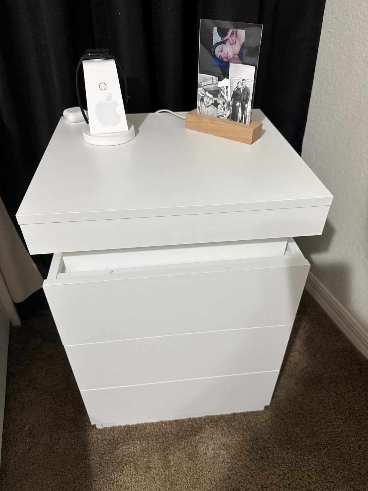 ADORNEVE Black Nightstand with Charging Station and LED Lights customer photo 2