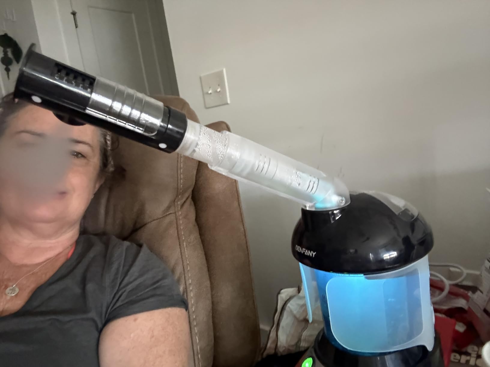 Facial Steamer - DENFANY Nano Ionic Face Steamer with Extendable 360 Rotating Arm - Portable Facial Steamer for Personal Care at Home or Salon (Black) customer photo 2