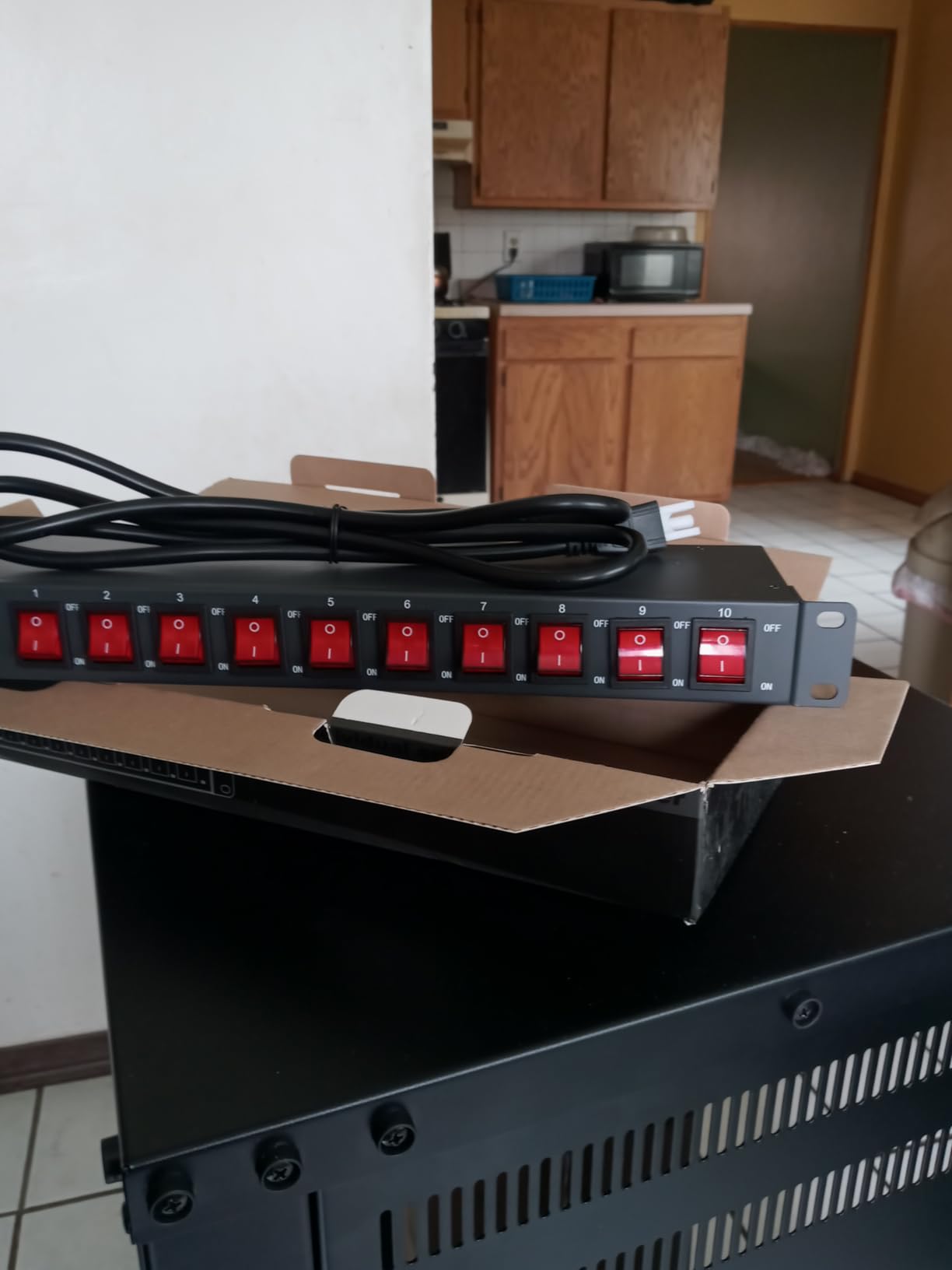 10-Outlet 1U Horizontal PDU Rack Mount Power Strip - Overload Protector, 100-240V/15A/1800 Joules, for Network Servers, Power Conditioner with 10 Individual Switches and 6 ft Power Cord customer photo 1
