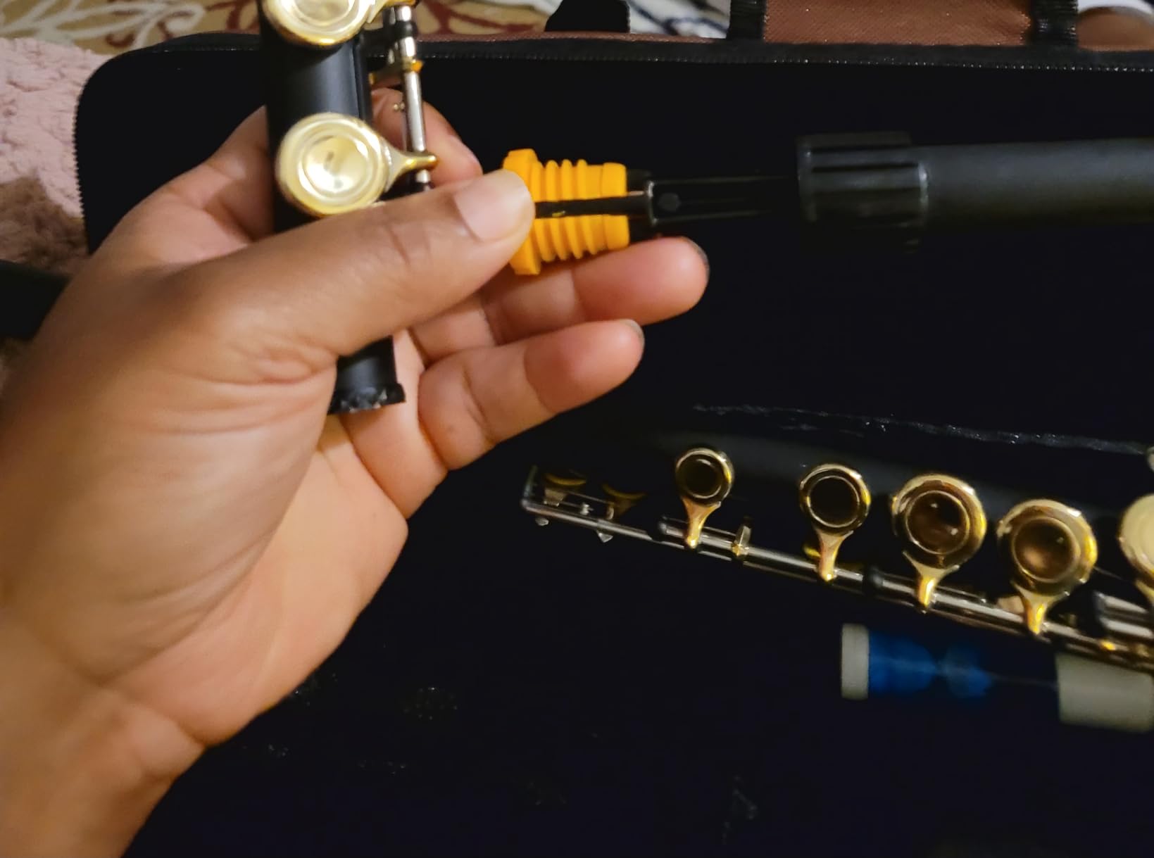 Rhythm C Flutes with Engraved Flower Closed Hole 16 Keys Flute For Student, Beginner with Stand, Carrying Case, Gloves, Joint Grease, Tuning Rod, Nickel customer photo 2