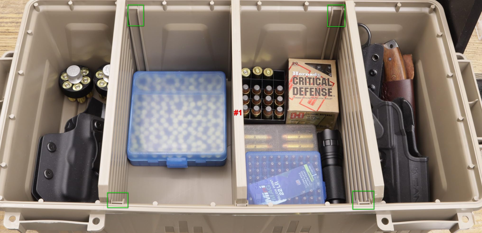 MTM ACDC30 Divided Ammo Crate Utility Box, Water-Resistant, Stackable, Snap Latch, 21