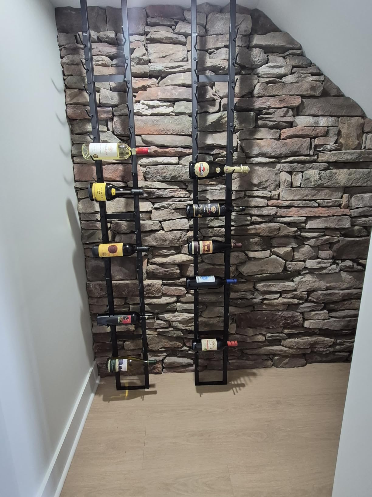 Jagged Ridge Wine Rooms - Premium Wall Mounted Metal Wine Rack - 24 Wine Bottles Holder - Modern Wine Rack, Matte Black - Space Saving for Home, Kitchen, Bar customer photo 1