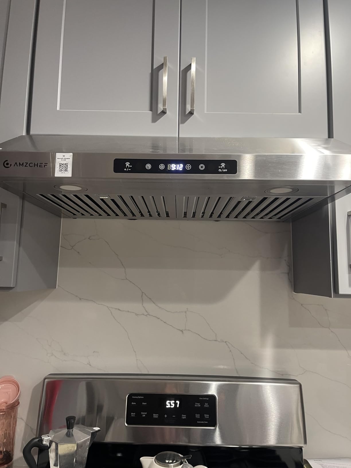 AMZCHEF Under Cabinet Range Hood 30 Inch, 750CFM Stainless Steel Kitchen Stove Vent Hood 3 Speed Exhaust Fan Touch/Remote/Gesture Control LED lights Time Setting Dishwasher-Safe Baffle Filters customer photo 1