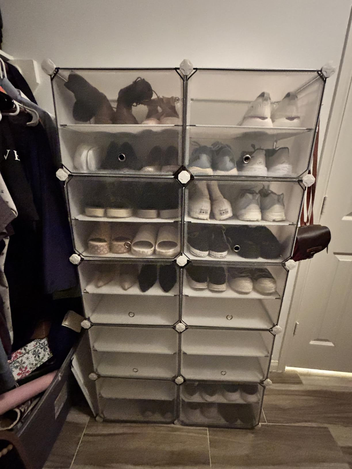 SONGMICS Shoe Rack Organizer, 6-Tier Shoe Storage Cabinet for Closet and Entryway, Holds 24 Pairs of Shoes, Adjustable, Cloud White and Transparent ULPC033W01 customer photo 2