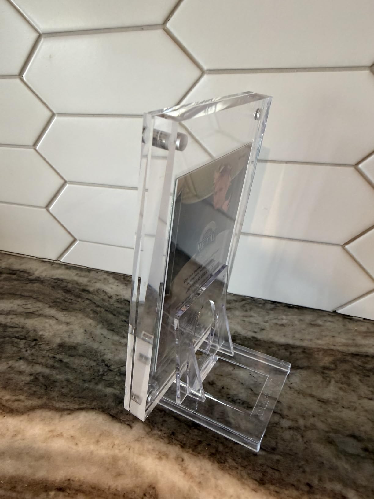 Acrylic Card Frame, Magnetic Trading Card Display Frames Desktop Display - 2 Sets Clear customer photo 2