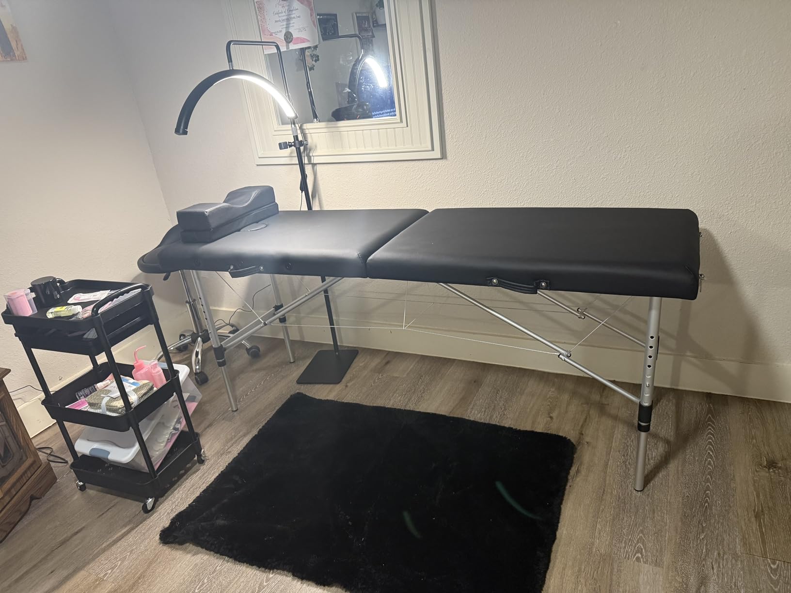 Masajeo Portable Lash Bed for Lash Extensions Massage Table Esthetician Bed Salon Table Spa Bed Height Adjustable Waterproof Aluminum Frame (Black) customer photo 2