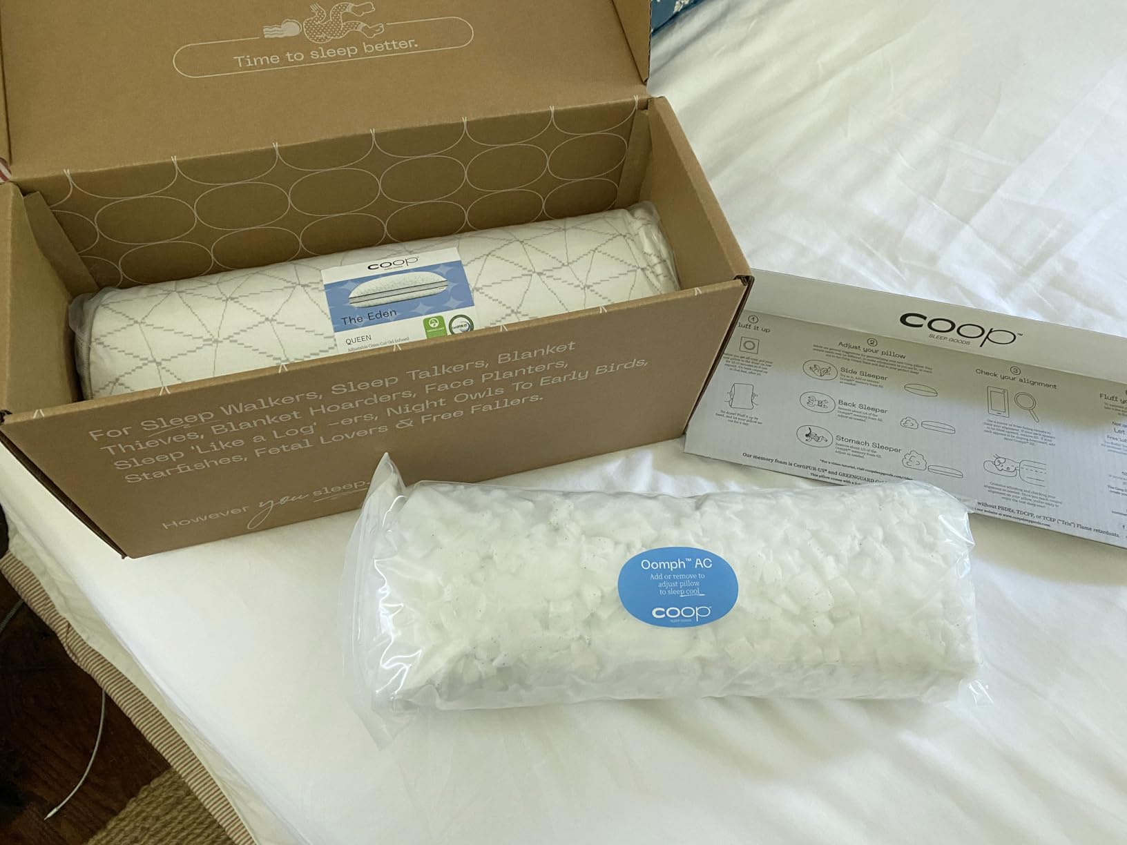 Coop Home Goods Cool+ Adjustable Pillow, King Size Plus Shaped Memory Foam Pillows with Cooling Gel, Back, Neck Support, Stomach or Side Sleeper Pillow, CertiPUR-US/GREENGUARD Gold customer photo 2