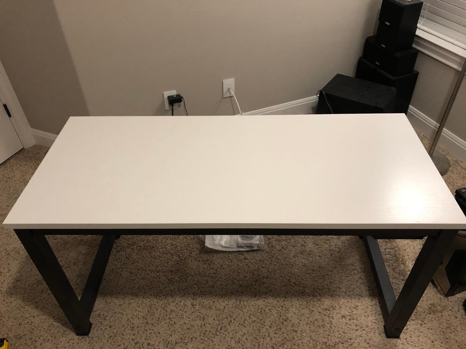 Tribesigns Modern Computer Desk, 63 x 31.5 inch Large Executive Office Desk Computer Table Study Writing Desk Workstation for Home Office, Spliced Desktop, White customer photo 2