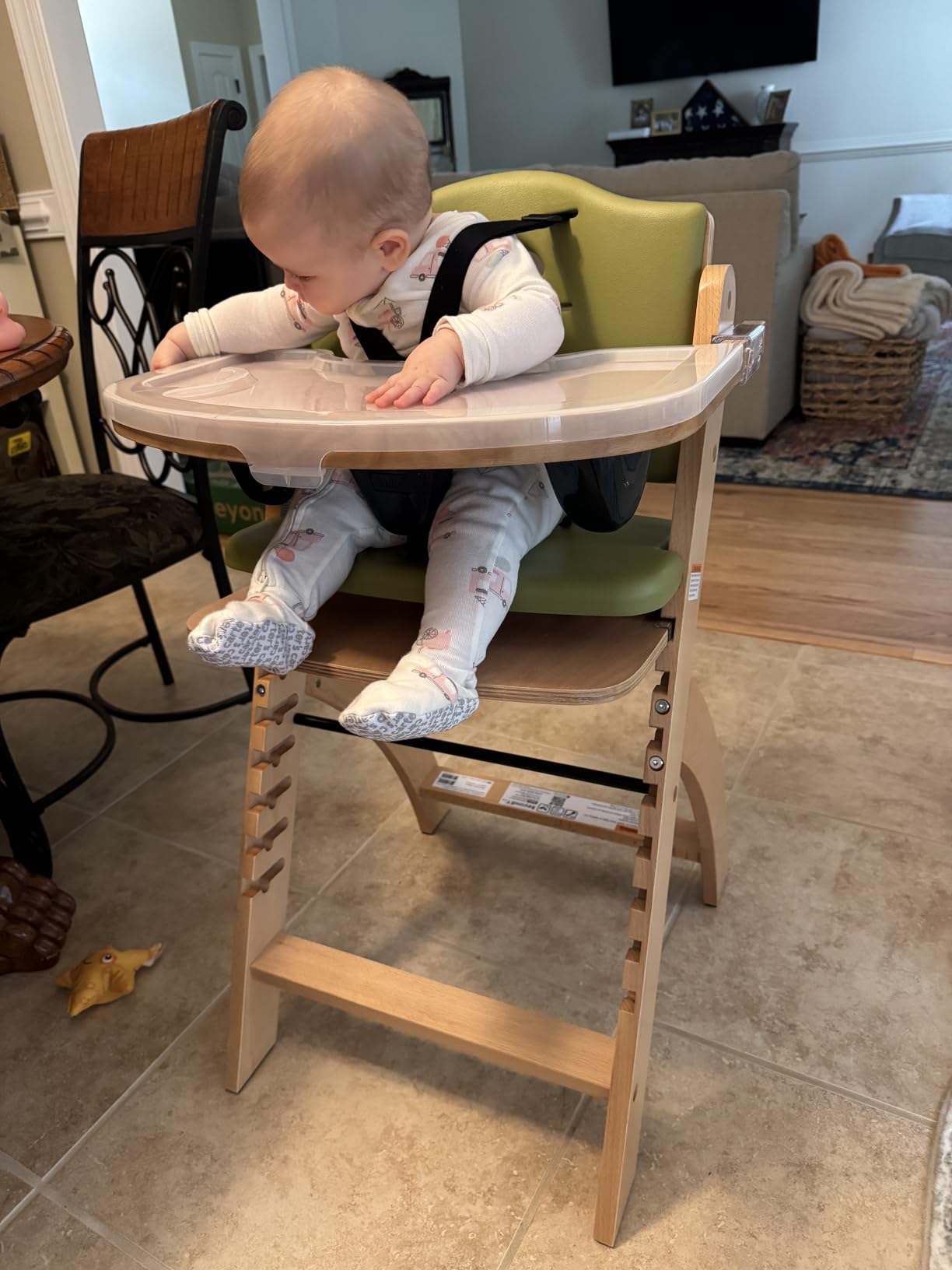 Abiie Beyond Junior Wooden High Chair for Babies and Toddlers - Convertible 3-in-1 Baby Highchair with Removable Tray - 6 Months to 250 Lb customer photo 2