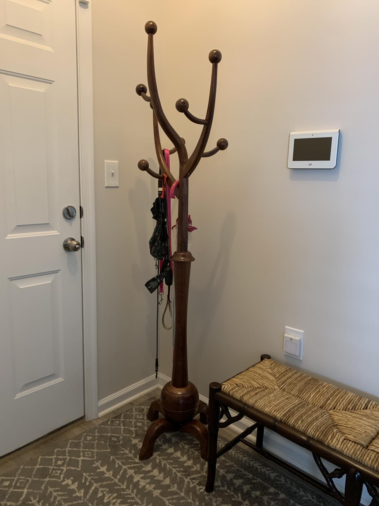 Coat Rack Freestanding Wood Coat Tree Rack with 8 Hooks, Creative Design Tree Branch-look, Standing Coat Rack Clothes Hanger Stand with Stury Base for Entryway, Hallway, Bedroom - Load 160lb (Walnut) customer photo 2