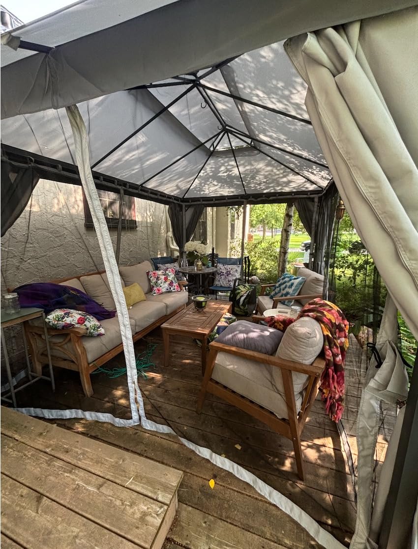 LAUSAINT HOME 10'x13' Outdoor Gazebo, Metal Frame Heavy Duty Patio Canopy Tent Shelter with Double Roofs, Mosquito Nettings and Privacy Screens for Backyard, Garden, Lawn, Gray customer photo 1