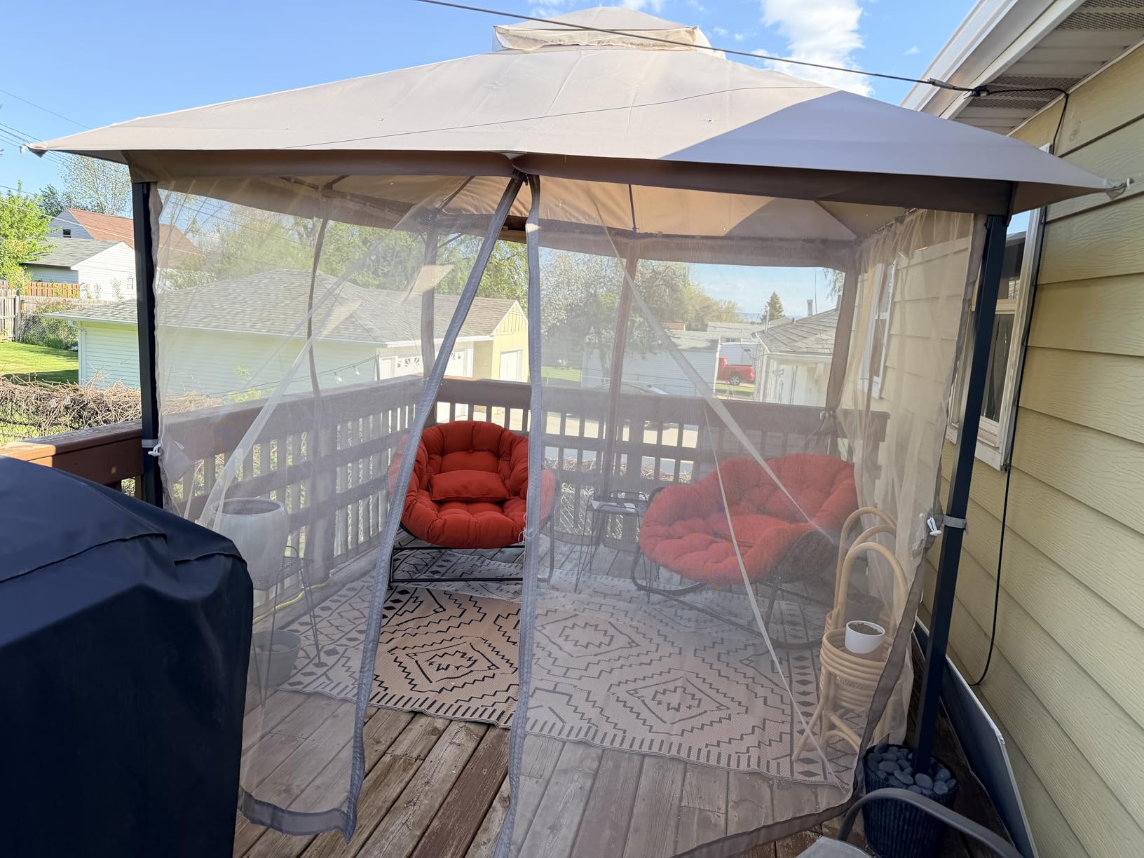 LAUSAINT HOME 10'x13' Outdoor Gazebo, Metal Frame Heavy Duty Patio Canopy Tent Shelter with Double Roofs, Mosquito Nettings and Privacy Screens for Backyard, Garden, Lawn, Gray customer photo 2