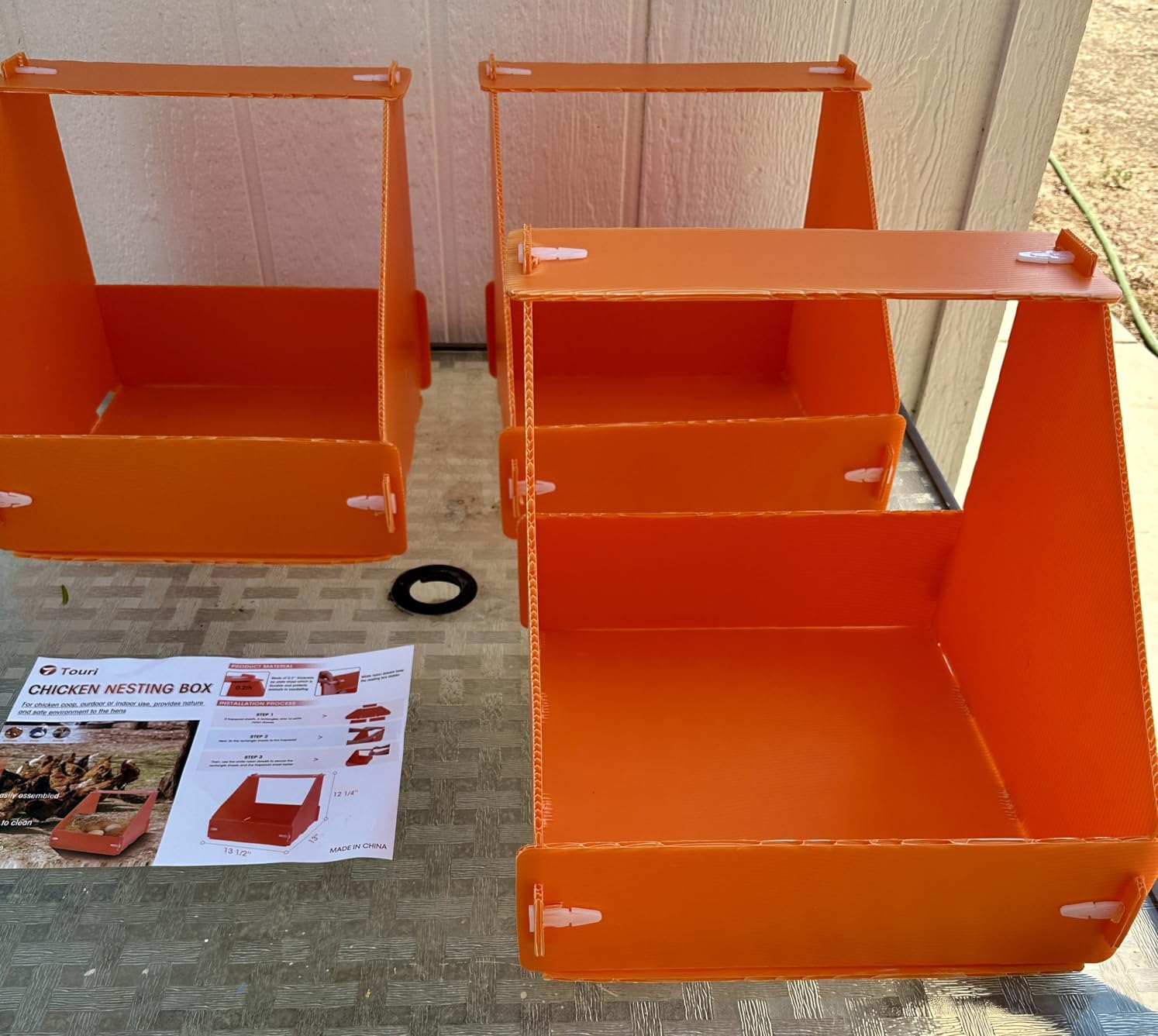 Touri 3 Pack Durable Chicken Nesting Boxes for Laying Eggs for Hens Ducks and Poultry, Orange customer photo 2