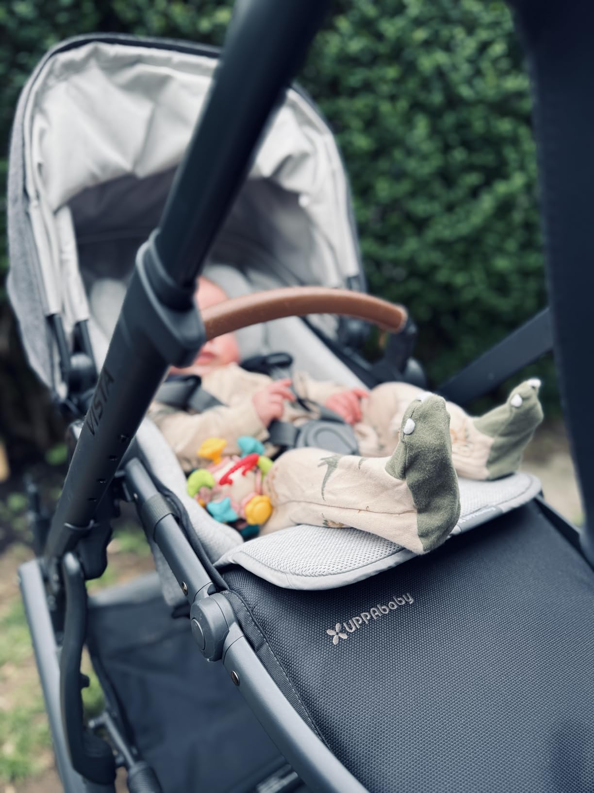 UPPAbaby Vista V2 Stroller - Convertible Single-to-Double System, Bassinet + Toddler Seat Included - Lucy (Rosewood Melange/Carbon Frame/Saddle Leather) customer photo 1