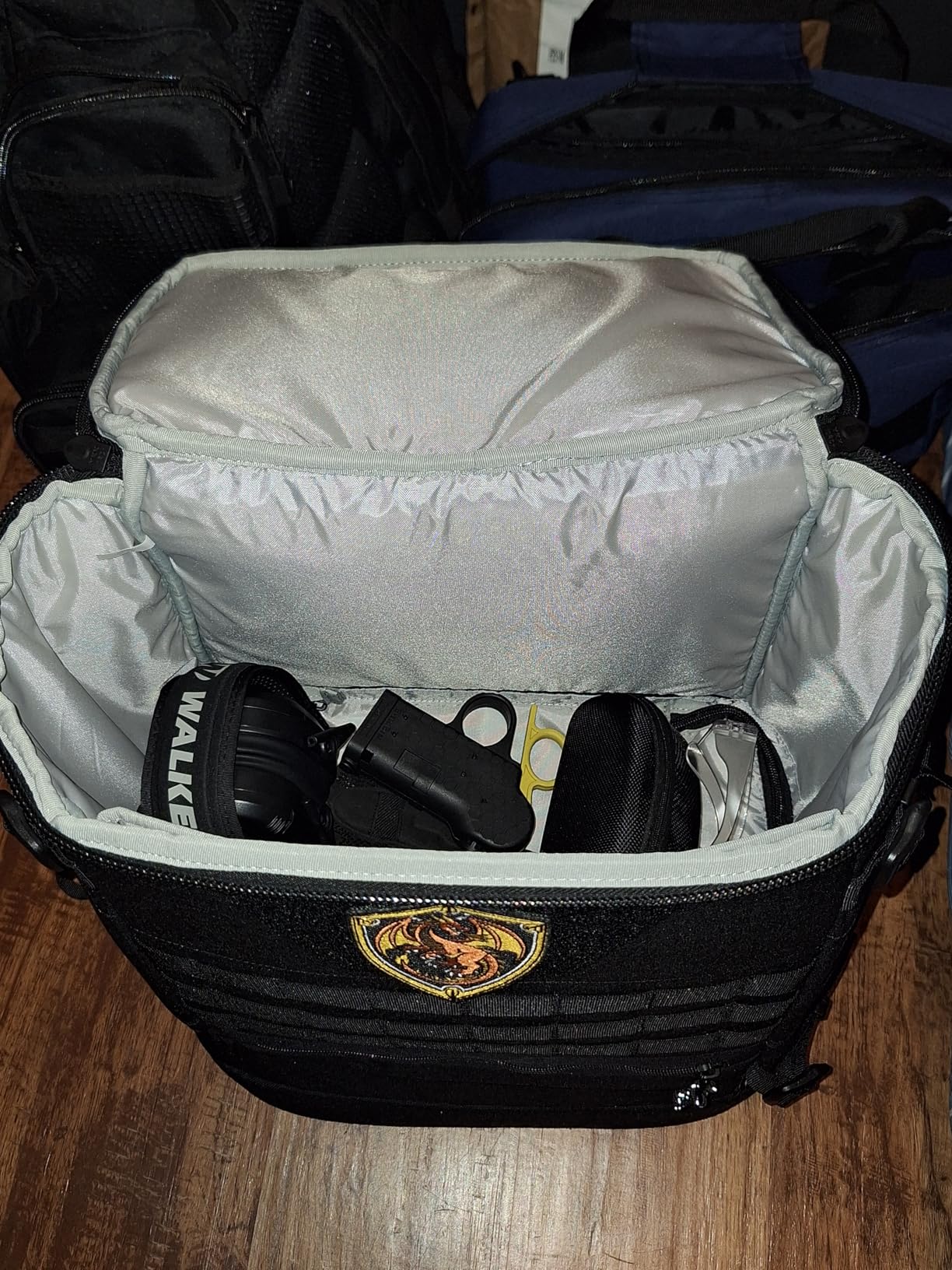 Range Backpack for Handguns, Ammo & Shooting Gear with 3 Lockable Compartments, Ear & Eye Protection Kit Optional customer photo 1