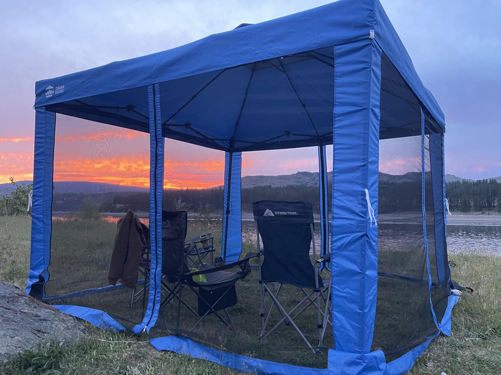 CROWN SHADES 11X11 Outdoor Pop Up Gazebo Base 10X10 Patio Gazebos Patented Center Lock Quick Setup Newly Designed Storage Bag Instant Canopy Tent with Mosquito Nettings (11x11, Gray) customer photo 2