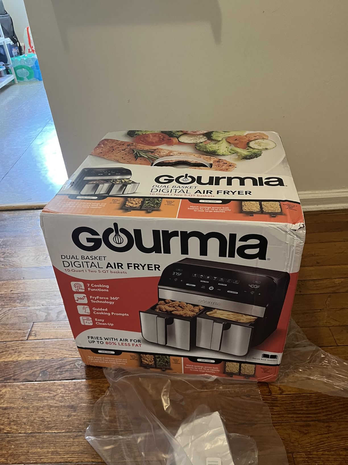 Gourmia Dual Basket Air Fryer - 10 Qt Large Capacity, FryForce360, Digital Display with 7 Presets, Roast, Bake, Broil, Dehydrate, Match Cook, Sync Finish, Dishwasher Safe Accessories, Black customer photo 1
