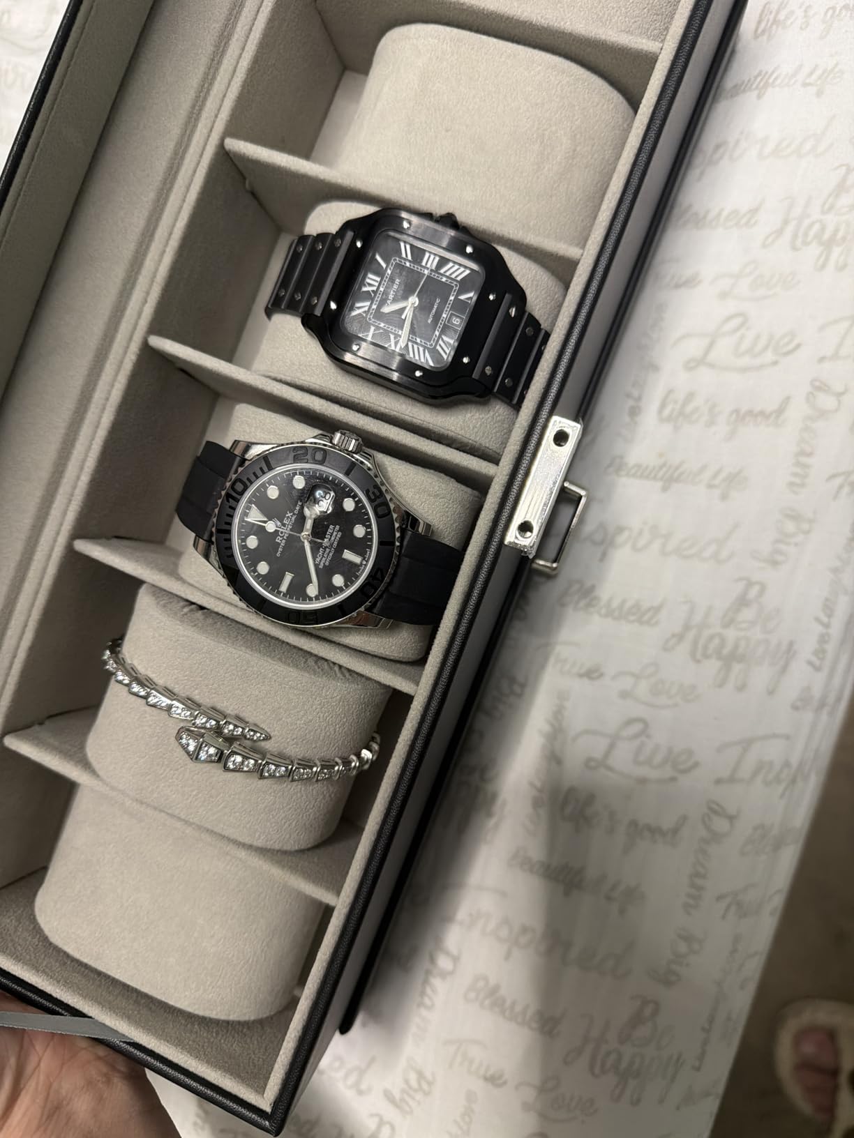 ProCase Watch Box, Fathers Day Gift for Dad, 6 Slot Watches Display Case with Drawer, Mens Watch Case with Glass Lid, 2-Layer Mens Jewelry Organizer Storage Holder -6 Slot, Espresso customer photo 1