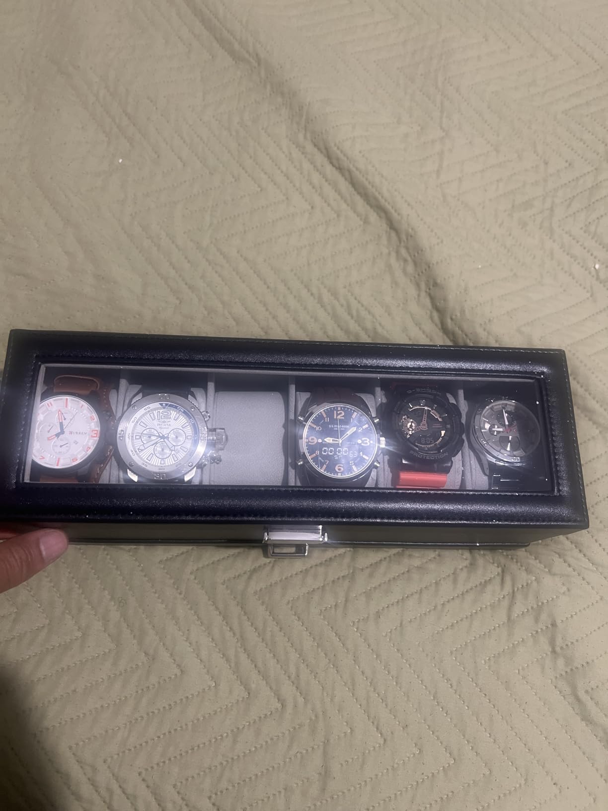ProCase Watch Box, Fathers Day Gift for Dad, 6 Slot Watches Display Case with Drawer, Mens Watch Case with Glass Lid, 2-Layer Mens Jewelry Organizer Storage Holder -6 Slot, Espresso customer photo 2