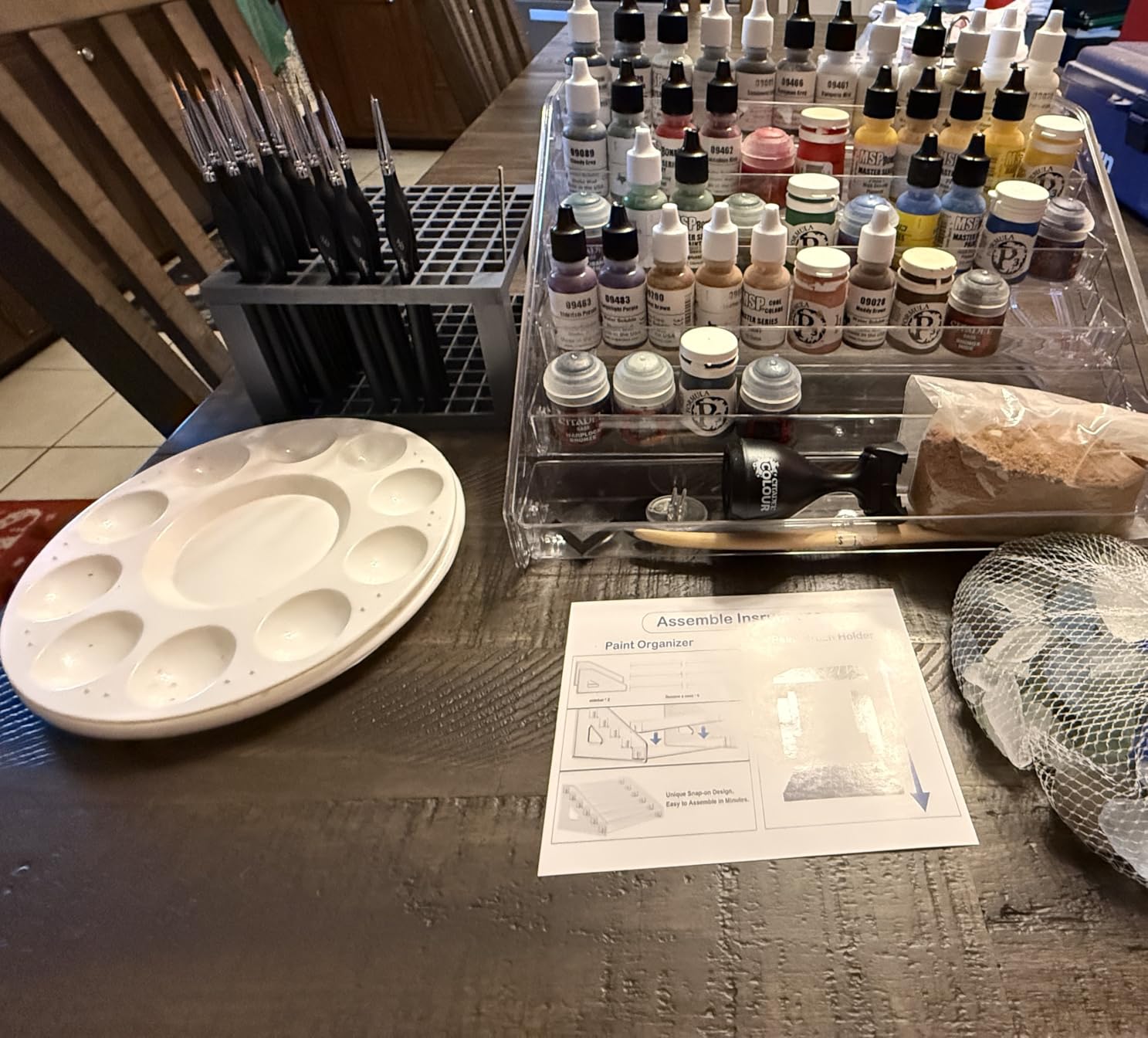 6-Layer Acrylic Organizer with Brush Holder, Easy Assembly Storage Rack for Craft, Hobby & Miniature Models, Light Can Holder, Gray customer photo 1